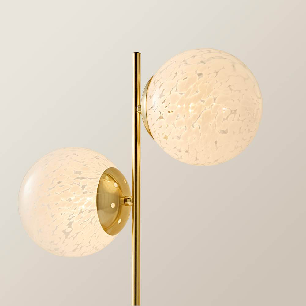 ValueLights Jas White Confetti Glass Globe Shade Gold 2 Way LED Ceiling Light with Bulb Image 5
