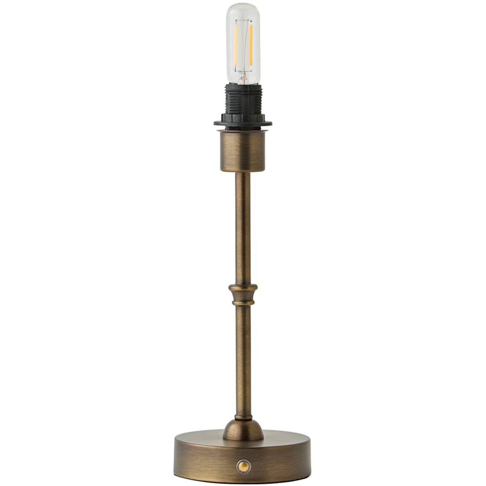 ValueLights Lowe Brushed Brass Metal Portable Rechargeable Table Lamp Base with Bulb Image 1