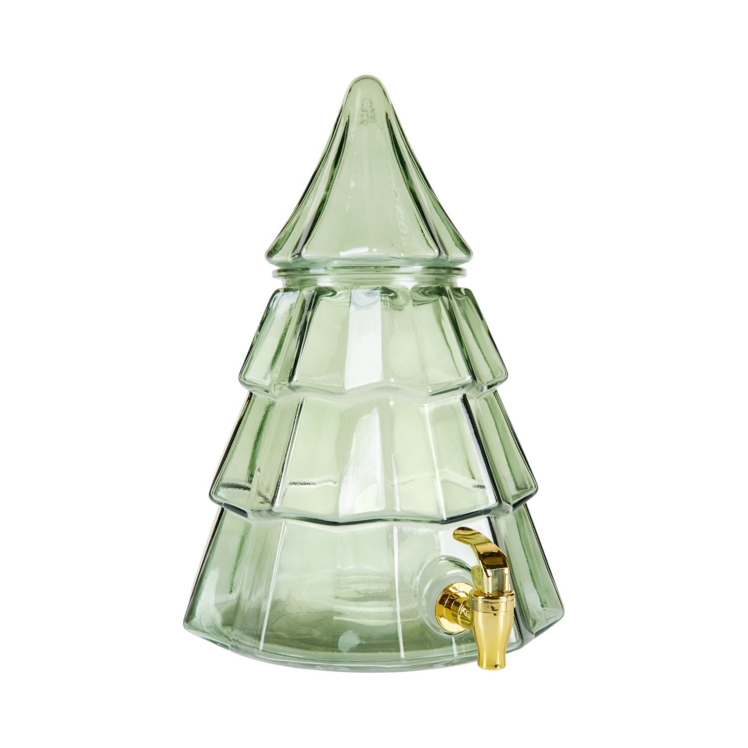 Xmas Tree Glass Drinks Dispenser Green Image 1