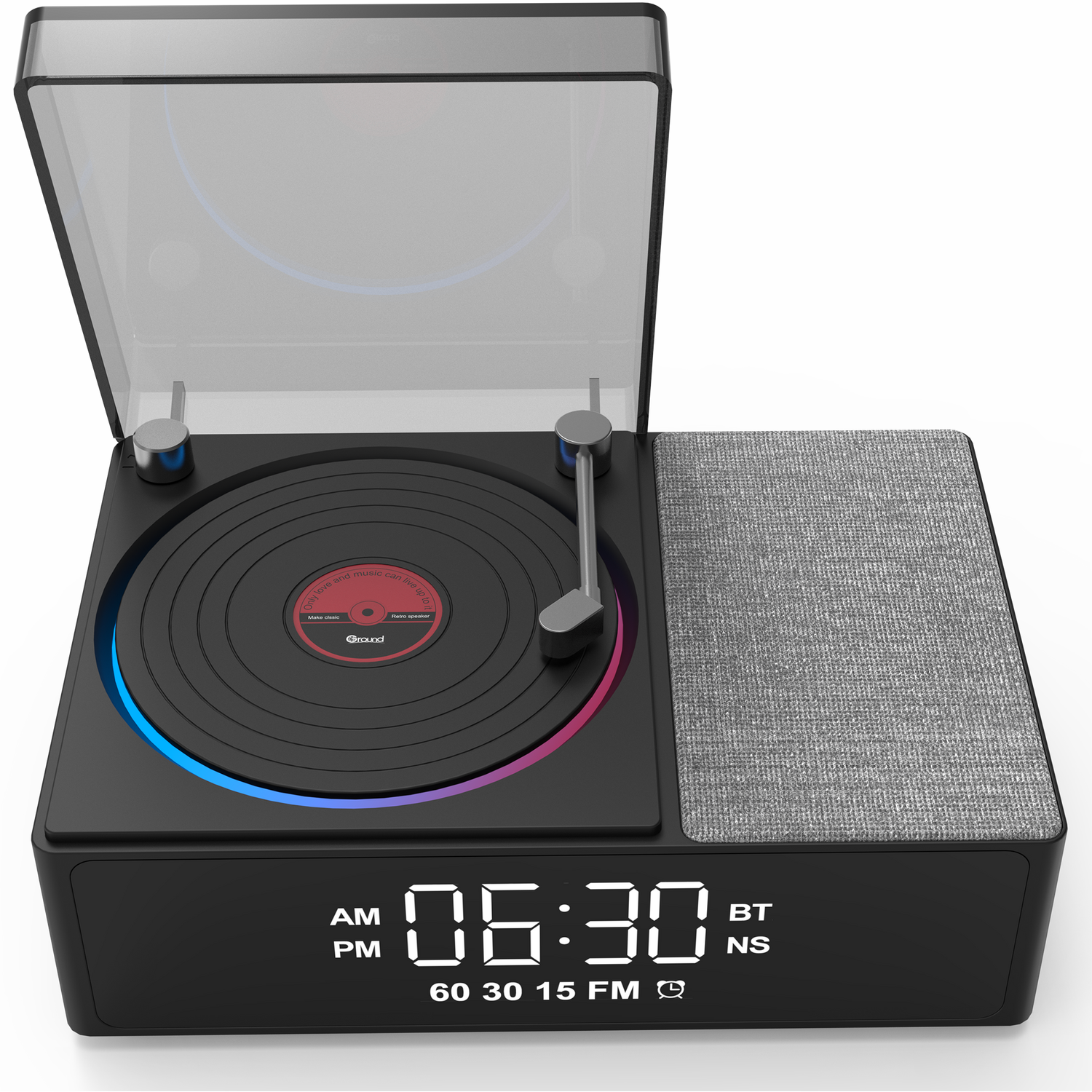 Sensei Vintage Speaker with Alarm ClockBlack Image 1