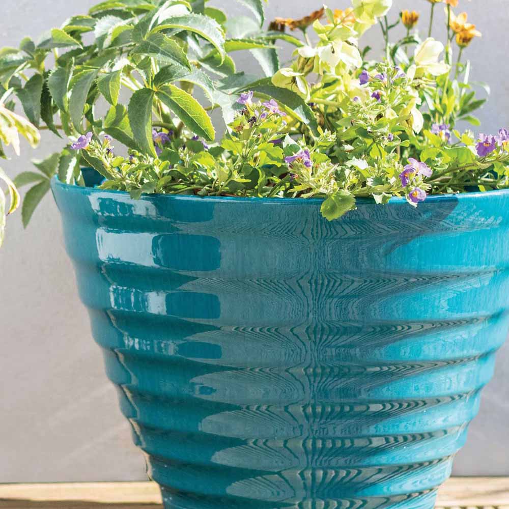 Plant Avenue Vale Teal Planter with In Built Saucer 40cm Image 4