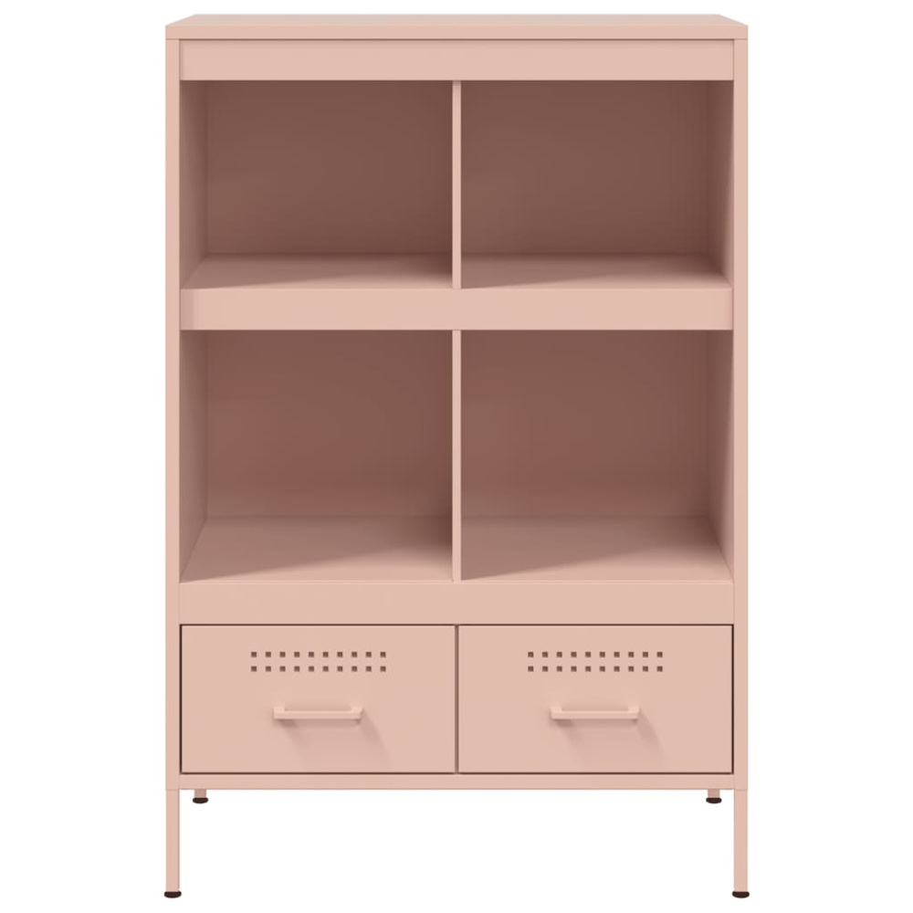 vidaXL 2 Drawer 4 Shelf Pink Cold-Rolled Steel Highboard Image 6