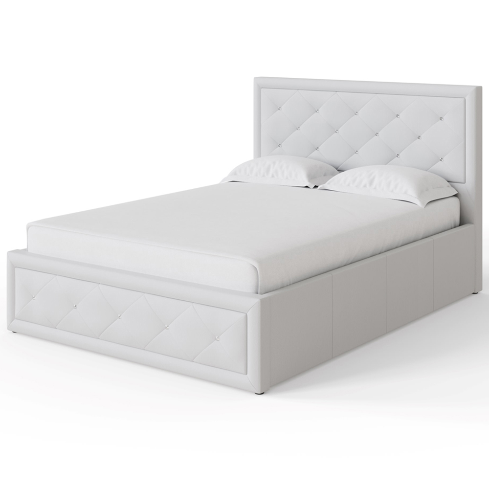 GFW Hollywood King Size White Gas End Lift Ottoman Bed with Buttoned Headboard Image 6