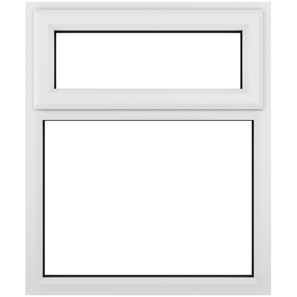 Crystal uPVC Triple Glazed Window Top Hung Over Fixed Light White Clear Glass 905x965mm Image 1