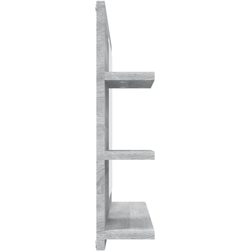 vidaXL 3 Shelf Grey Sonoma Wall Mounted Bathroom Mirror Image 3