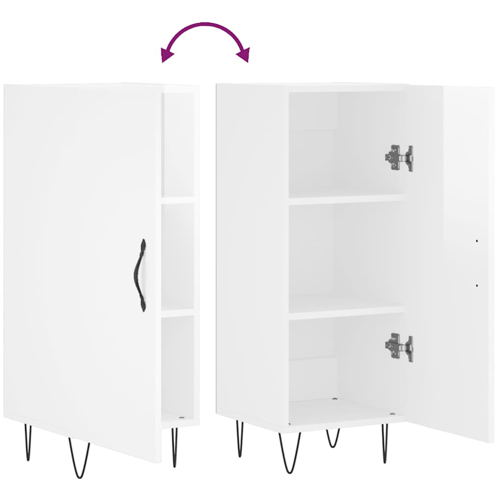 vidaXL Single Door High Gloss White Sideboard Image 9