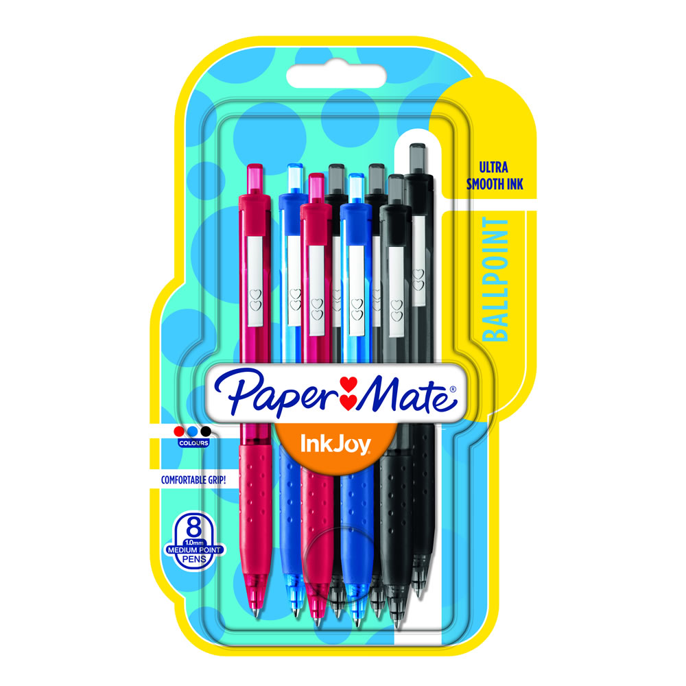 Paper Mate Medium Inkjoy 300RT Ballpoint Pens Assorted 8 pack Wilko