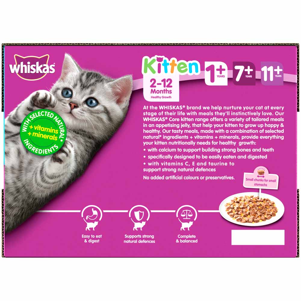 Whiskas Kitten 2-12 Months Fish Selection in Jelly Cat Food Pouches 12x100g Image 5