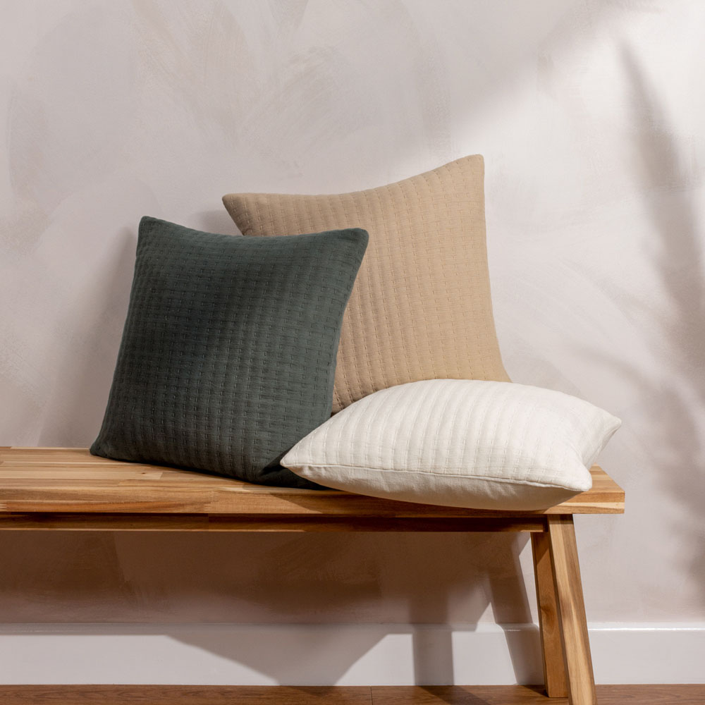 Yard Hush Ecru Cotton Linear Cushion Wilko