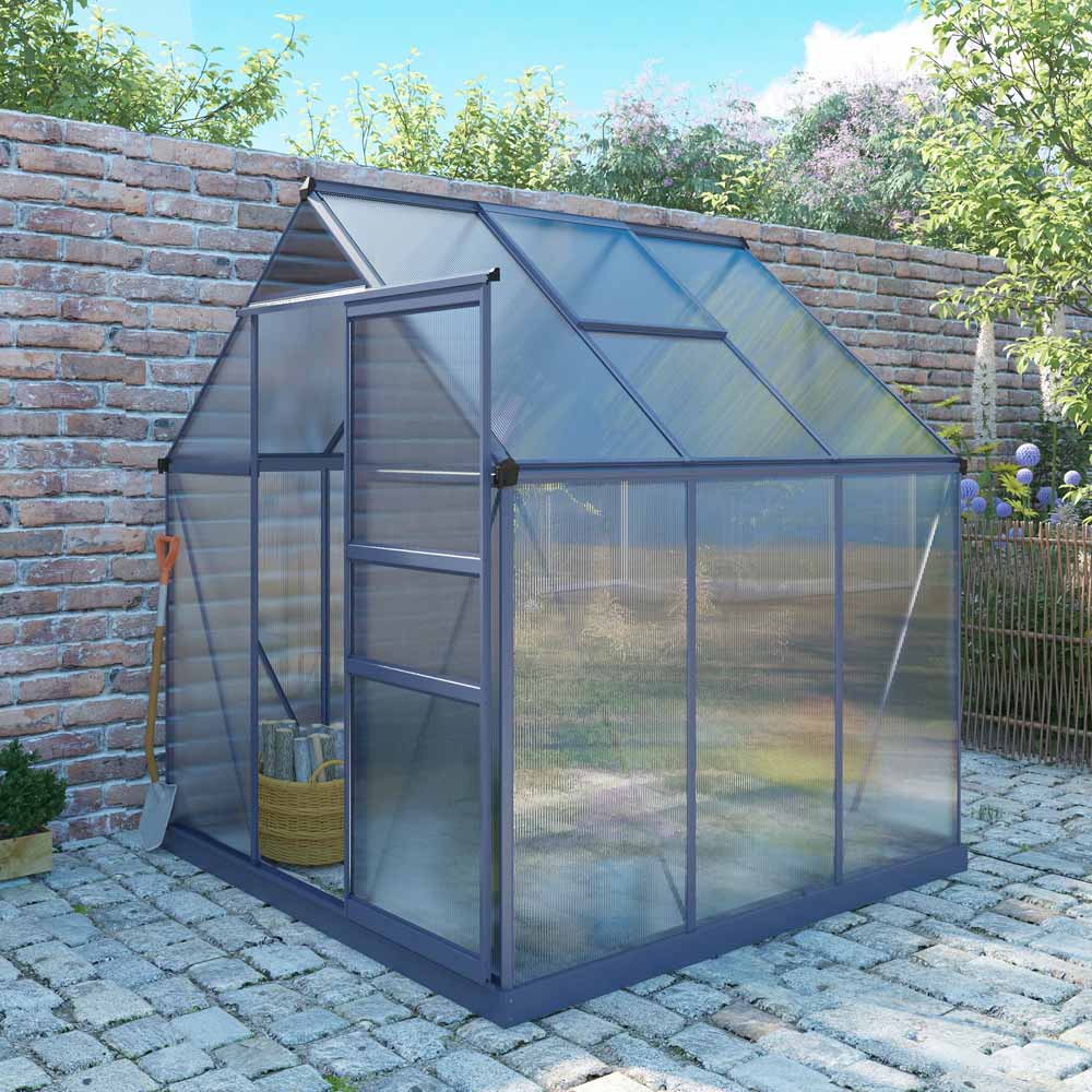 Charles Bentley 6 x 6.1ft Greenhouse - Grey Image 2