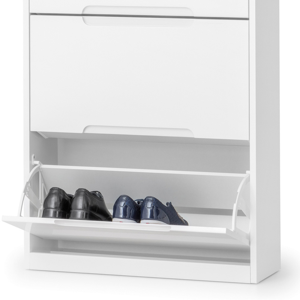 Julian Bowen Manhattan Single Drawer 3 Shelves White Shoe Cabinet Image 3