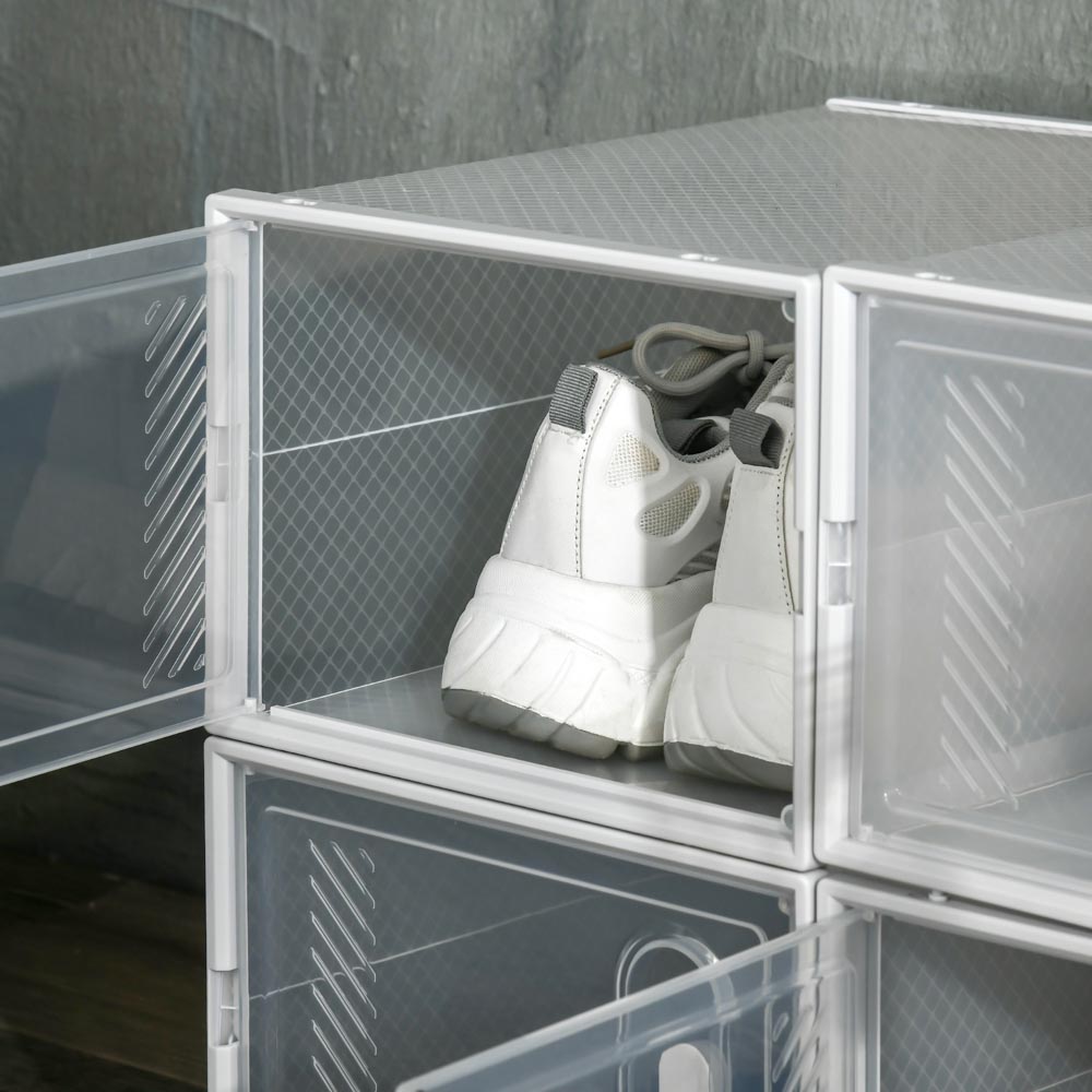 HOMCOM 8 Piece Stackable Clear Plastic Shoe Storage Box for Size 8.5/43 Image 3
