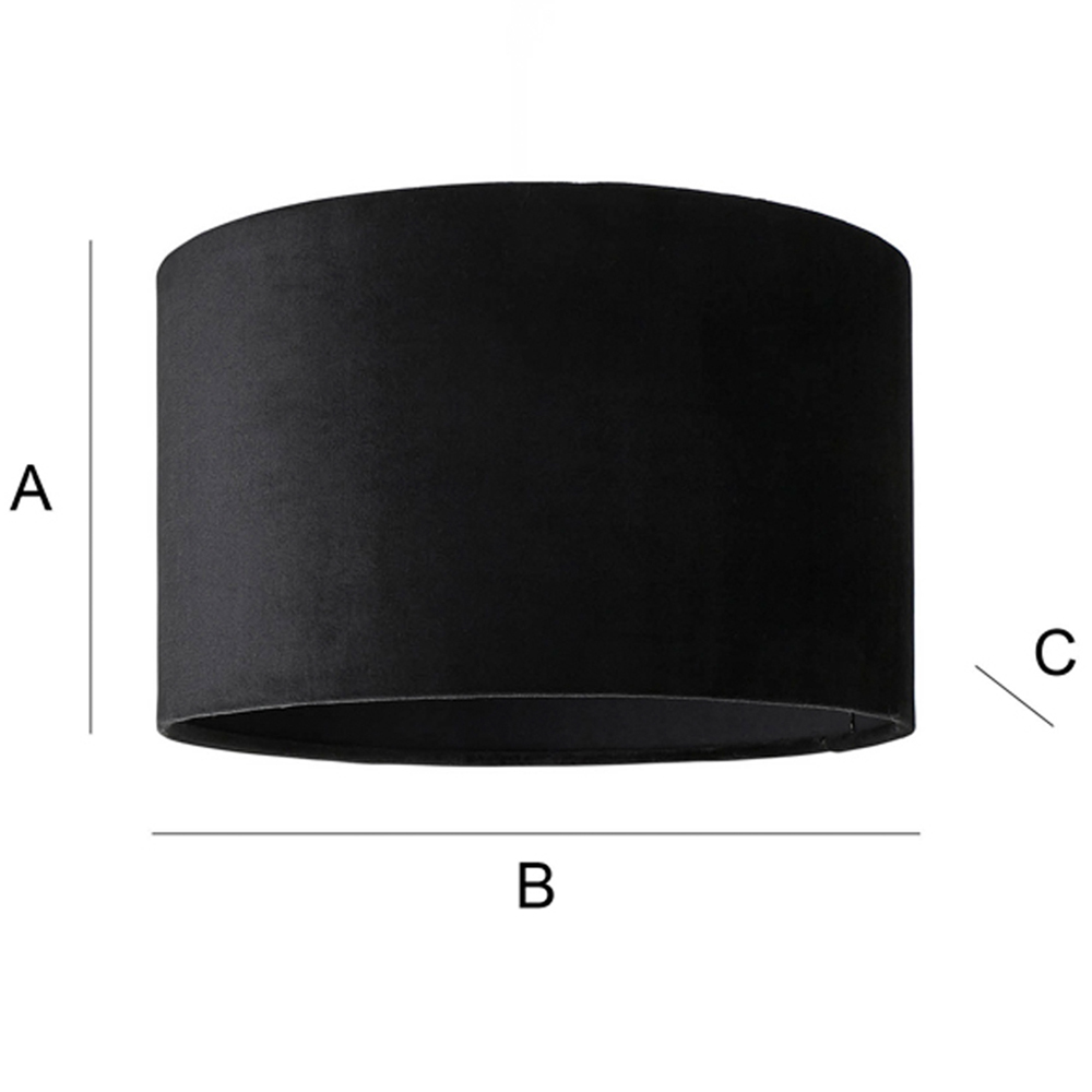 ValueLights Reni Black Velvet Drum Ceiling Lamp Shade 25cm Image 8