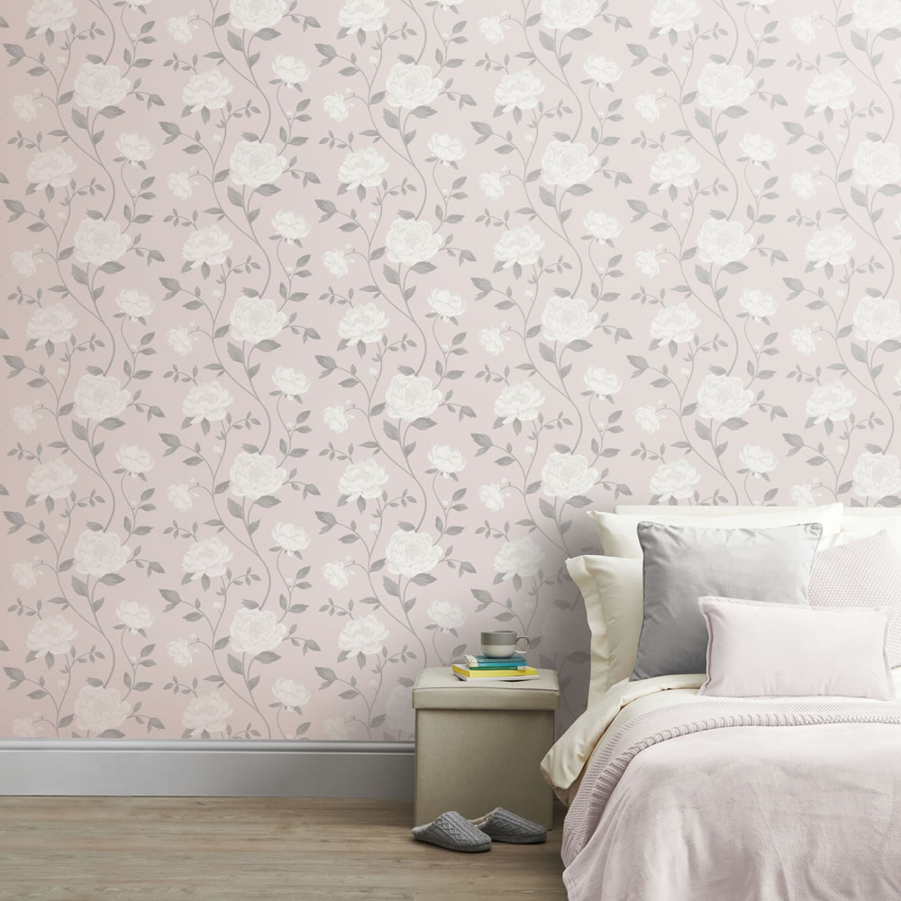 Wilko Wallpaper Isabelle Blush Wilko