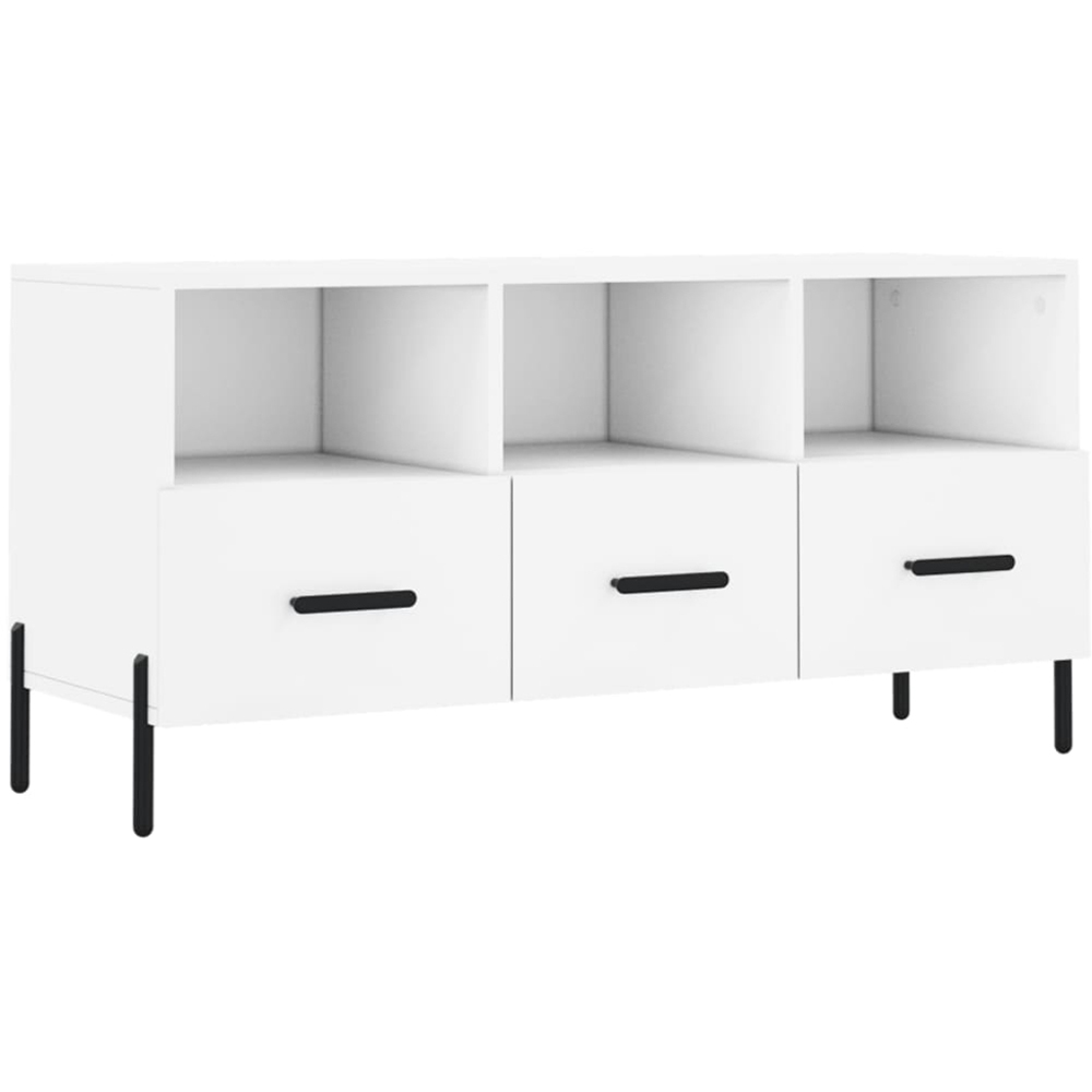 vidaXL 3 Drawer 3 Shelf White TV Cabinet Image 2