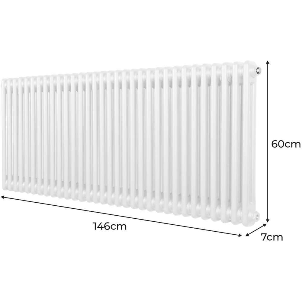 Monster Shop 6220 BTU White Traditional 2 Column Radiator 600 x 1462mm Image 6