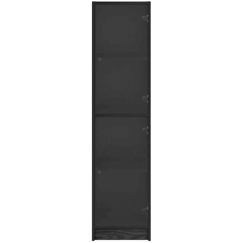 vidaXL 2 Glass Door 4 Shelf Black Oak Slim Highboard Image 6