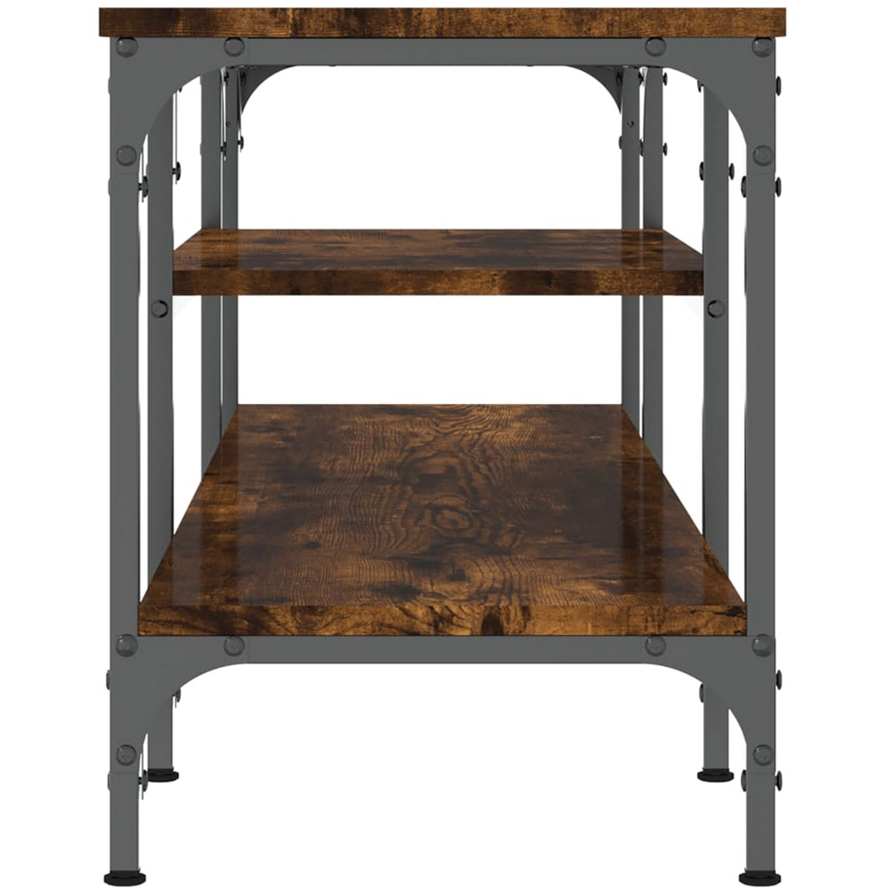 vidaXL 4 Open Shelf Smoked Oak and Black TV Cabinet Image 5