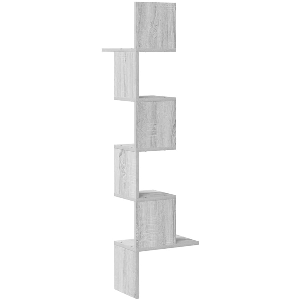 vidaXL 5 Shelf Grey Sonoma Floating Corner Wall Shelf Image 5
