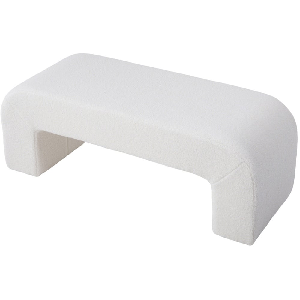 Living and Home Cream Teddy Fleece Ottoman Bench Image 2