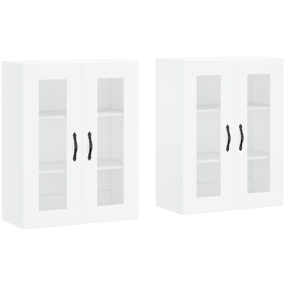 vidaXL 2 Glass Door White Wall Mounted Cabinet Set of 2 Image 2