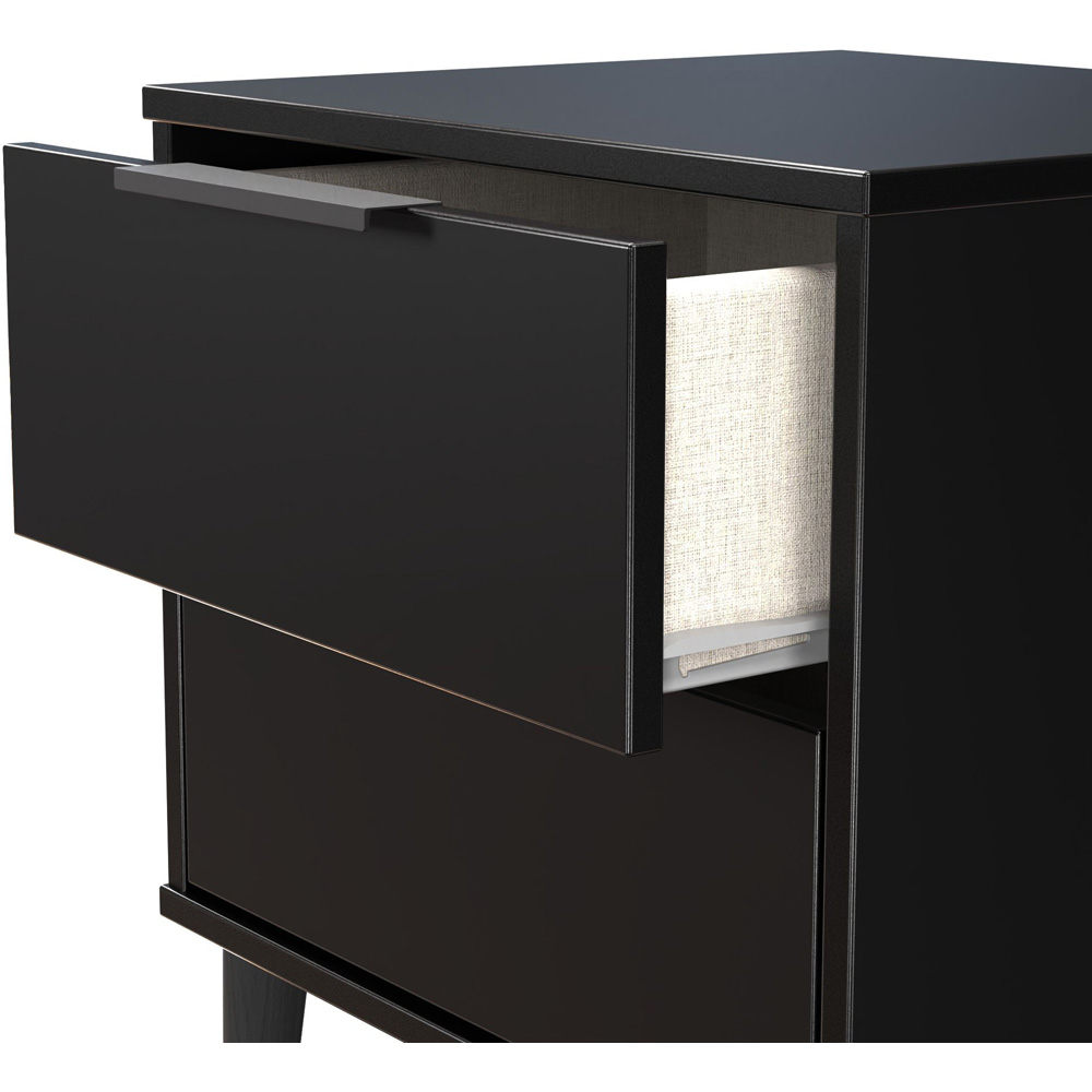 Crowndale Hong Kong 2 Drawer Matt Black Compact Bedside Cabinet Ready Assembled Image 5