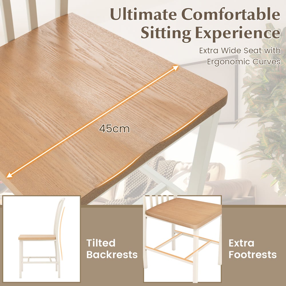 Costway Set of 2 White Dining Chair with Footrest Image 8