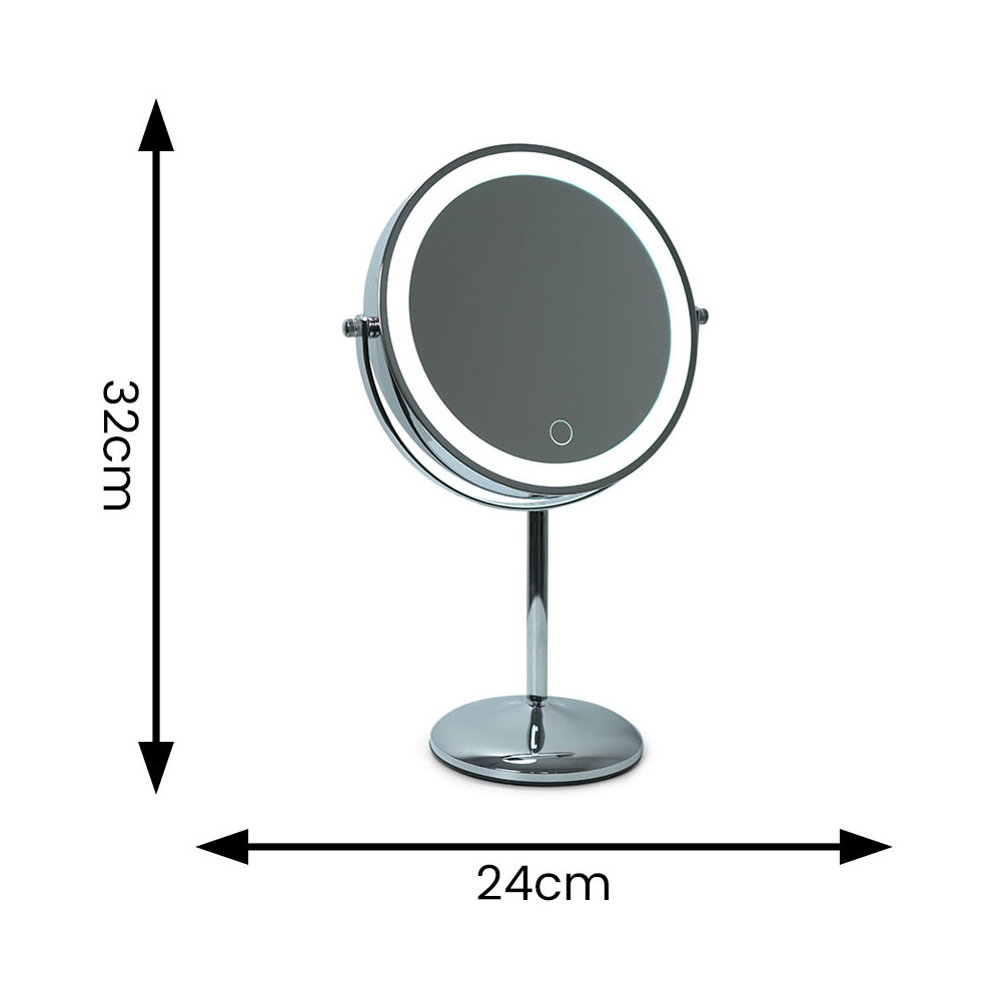 ValueLights Rechargeable LED Silver Table Mirror with 5x Magnification Image 6
