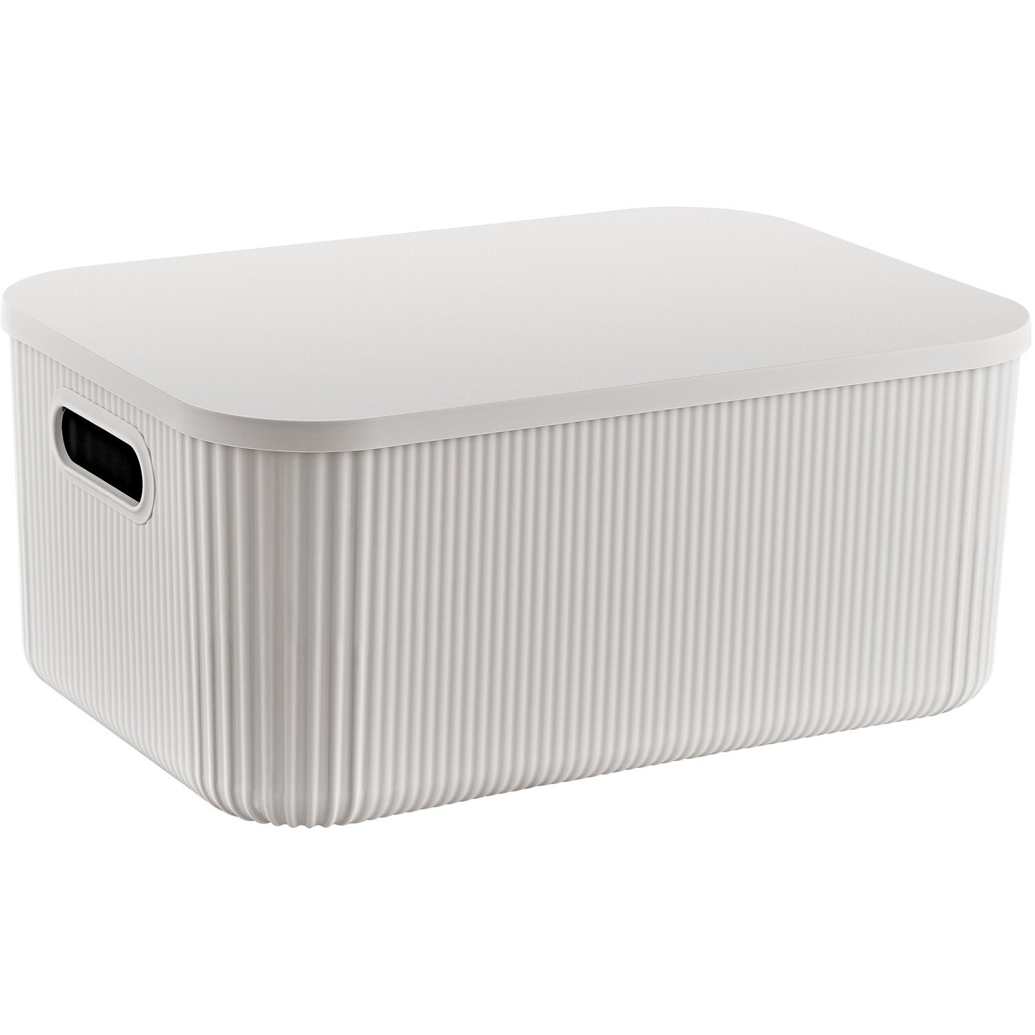 My Home Ribbed Storage Box with Lid - Light Grey / M Image