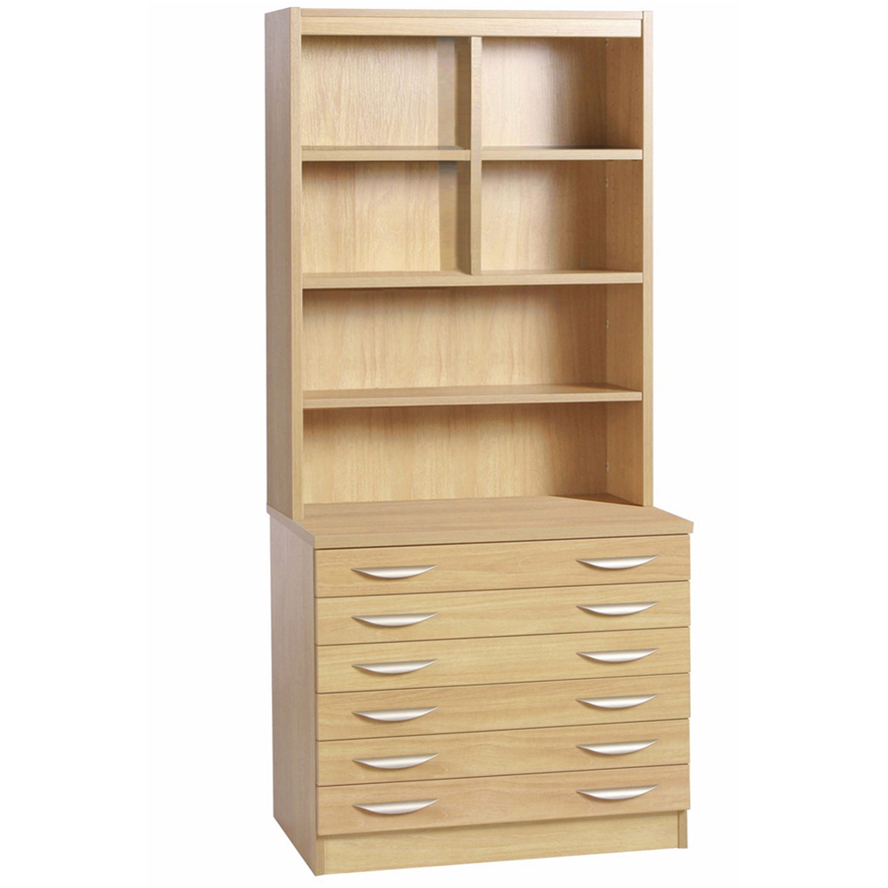 R White Cabinets 6 Drawer 6 Shelf Brown A2 Plan Chest of Drawers with Hutch Image 2