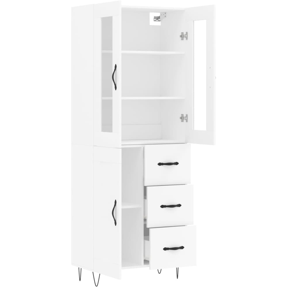 vidaXL 3 Door 3 Drawer 3 Shelf White Highboard Image 4