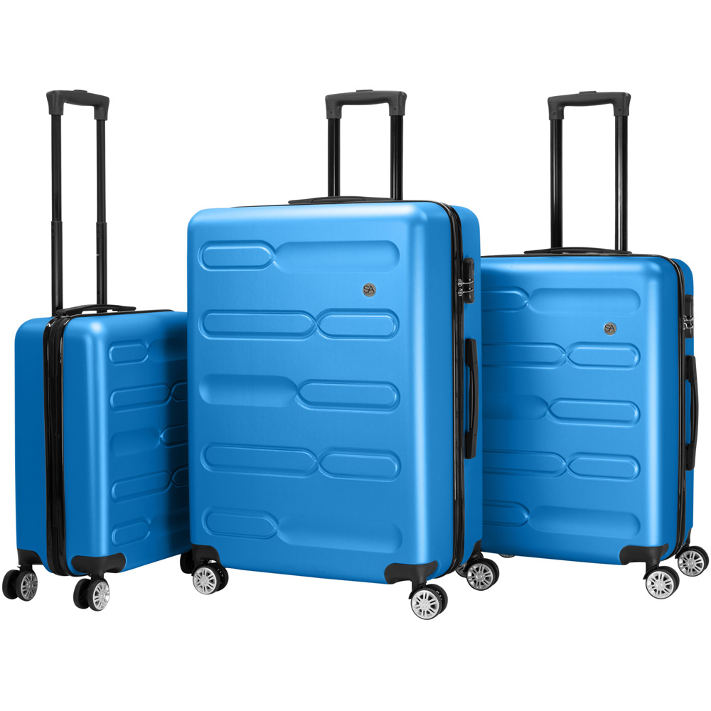 SA Products Set of 3 Blue Hard Shell Suitcases with Combination Lock