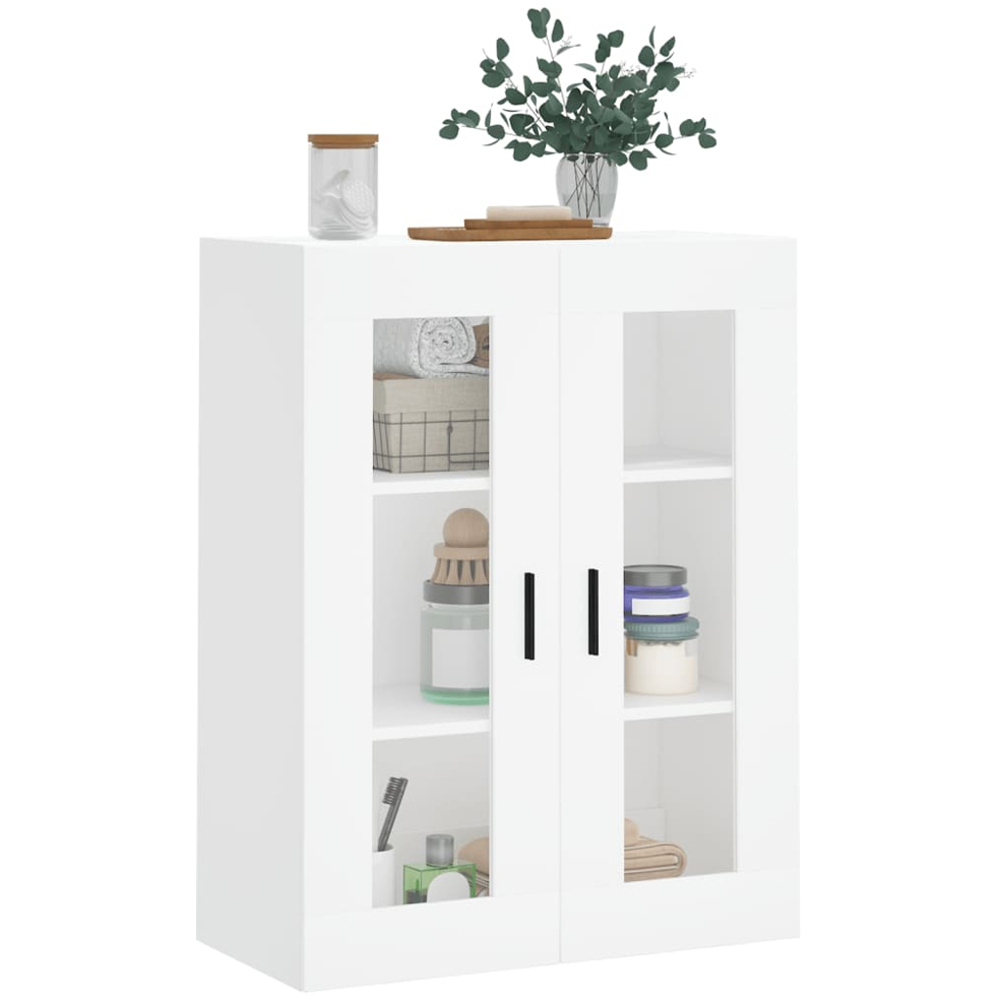 vidaXL 2 Glass Door White Wall Mounted Cabinet Image 3