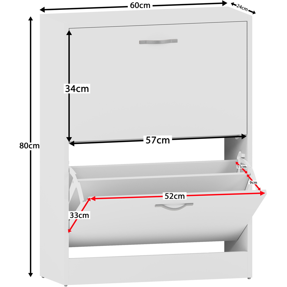 VIDA DESIGNS White 2-Drawer Shoe Cabinet Rack Image 9