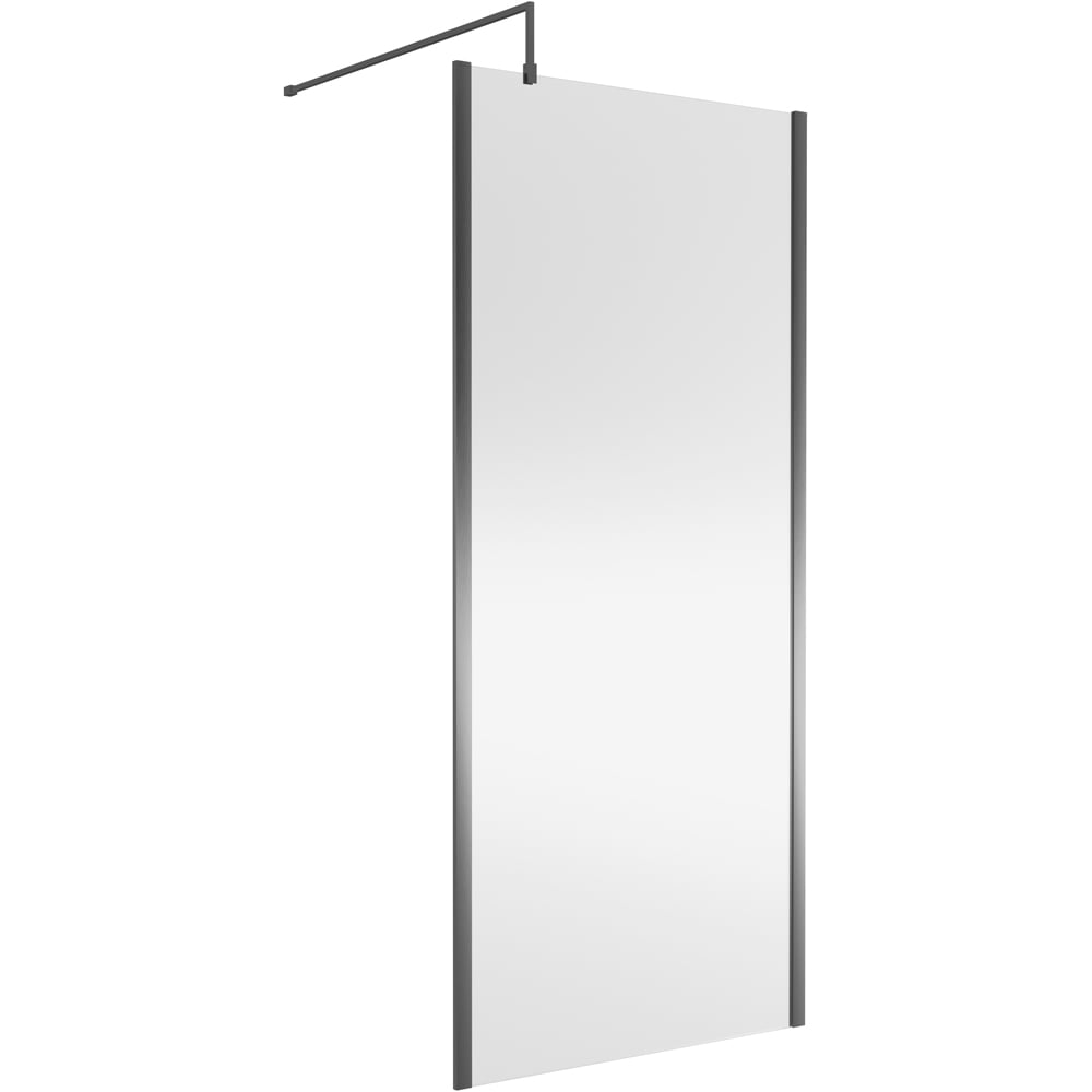 nuie Brushed Pewter Outer Frame Wetroom Screen 1850 x 900mm Image 1
