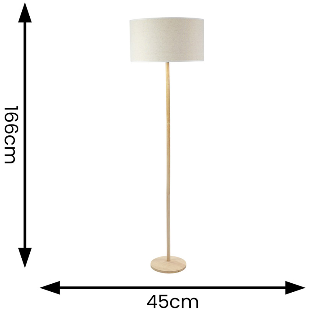 ValueLights Triston White Edge Drum Shade Light Wood LED Floor Lamp Image 6