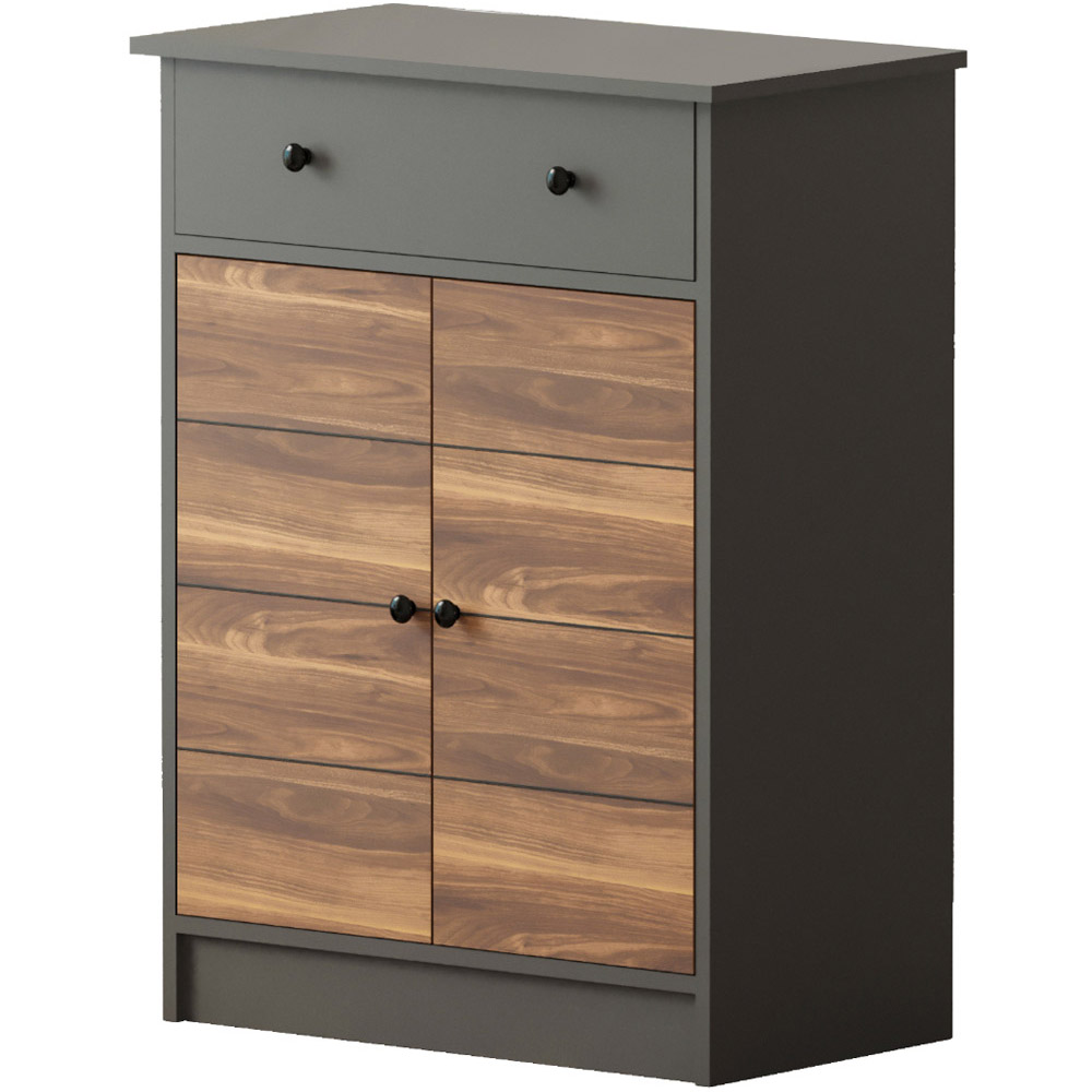 Evu MILANO 2 Door Single Drawer Walnut and Anthracite Sideboard Image 2