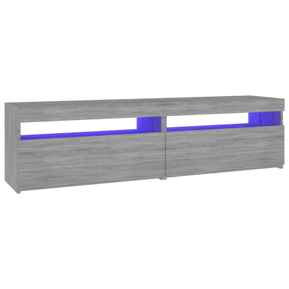 vidaXL 2 Door 2 Shelf Grey Sonoma TV Cabinet with RGB LED Lights 2 Pack Image 5