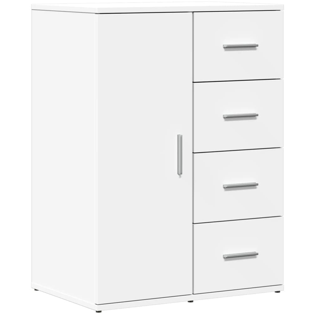 vidaXL Single Door 4 Drawer White Sideboard Image 2