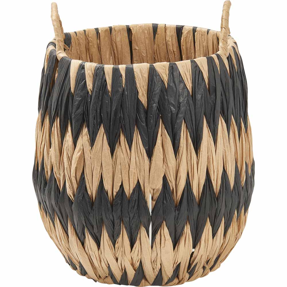 Wilko Black Natural Stripe Paper Basket Medium Image