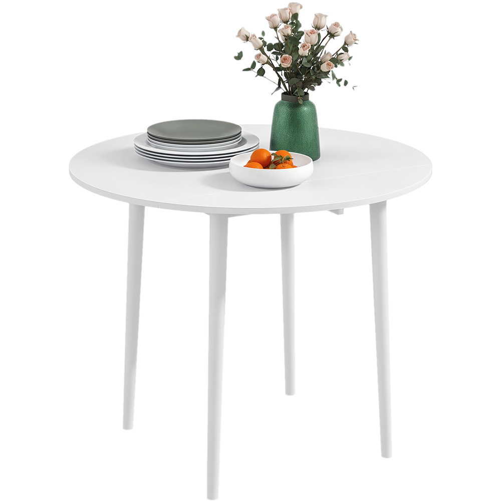 HOMCOM 4 Seater White Round Foldable Dining Table Image 2
