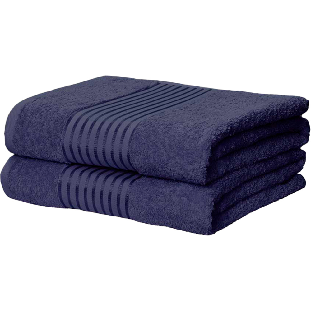 Rapport Home Windsor Pure Cotton Blue Bath Sheet Set of 2 Image 1