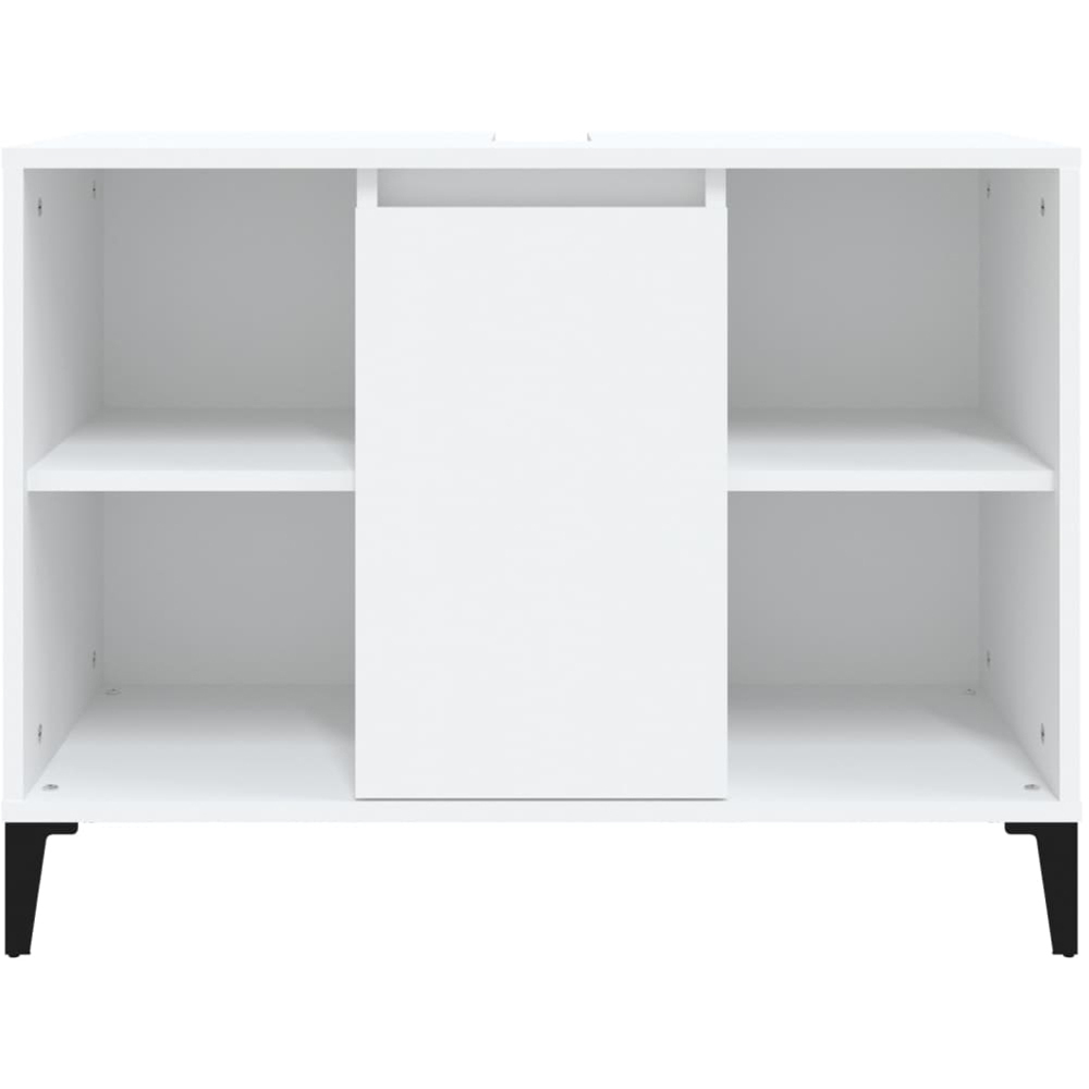 vidaXL Single Door 4 Shelf White Wood Washbasin Cabinet Image 5
