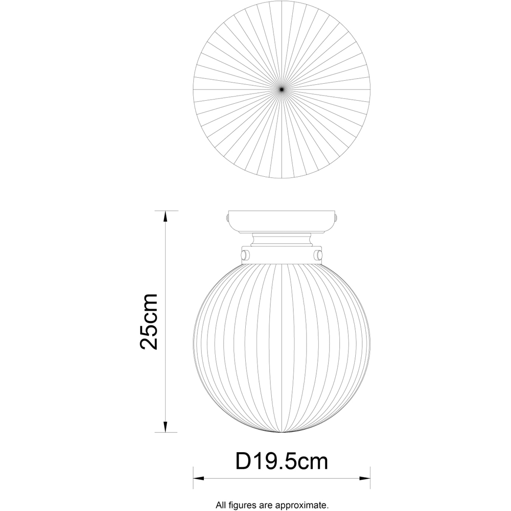 Cosylyte Finley Antique Brass Ribbed Glass Ceiling Light Image 7