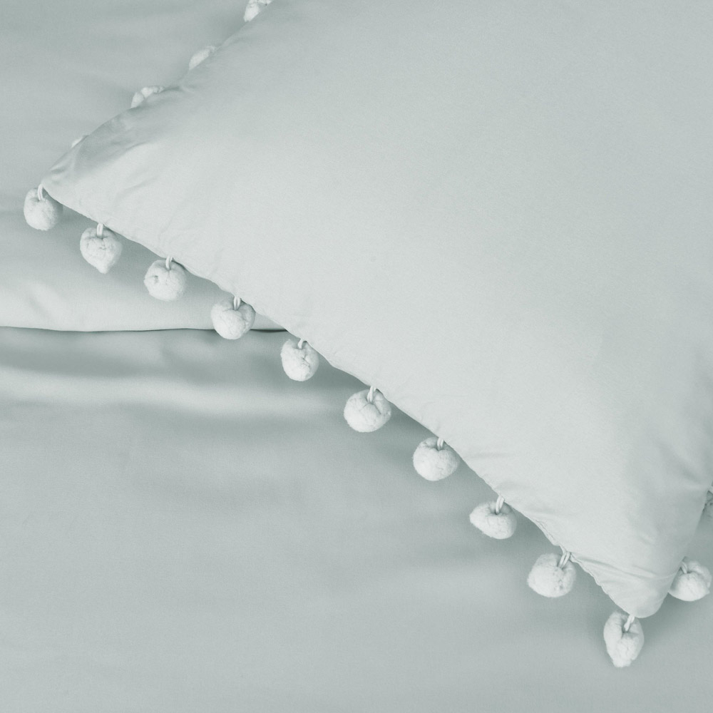 Smart Living Single Duck Egg Pom Pom Duvet Cover Set Image 5