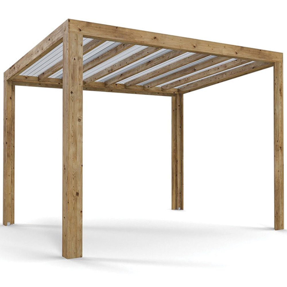 Dunster House Terracube 3 x 2.5m Brown Wooden Pergola Image 2