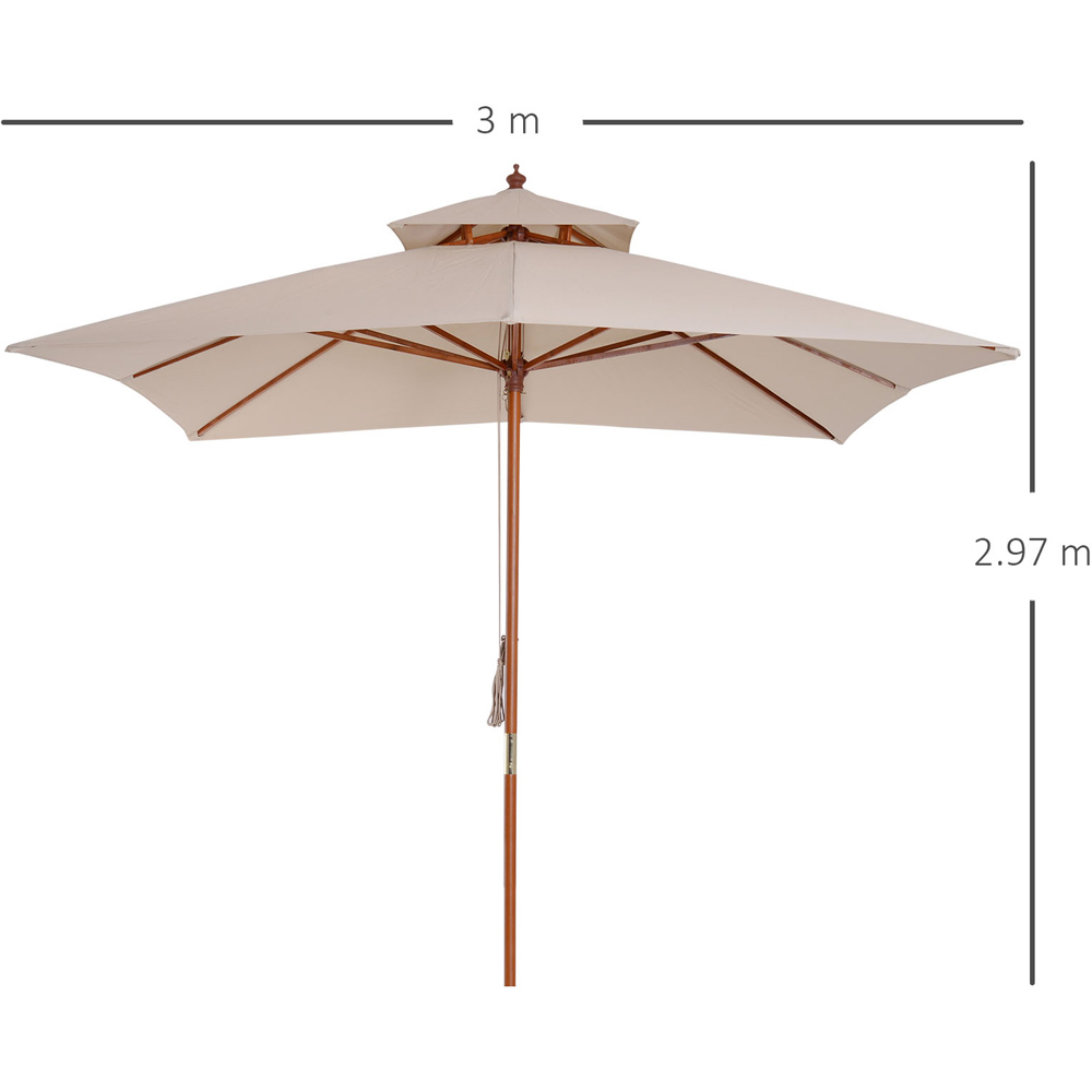 Outsunny Beige Double Tier Crank Handle Parasol 3m Image 7