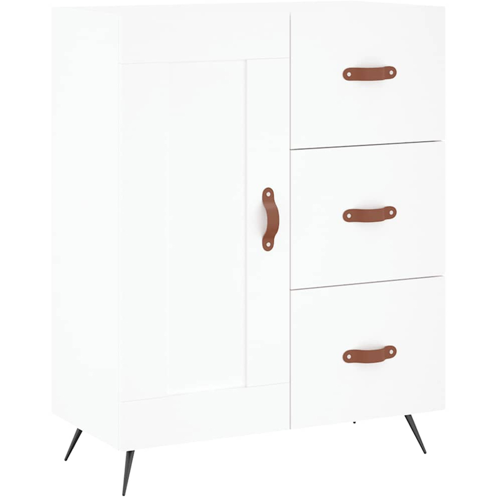 vidaXL Single Door 3 Drawer White Sideboard Image 2