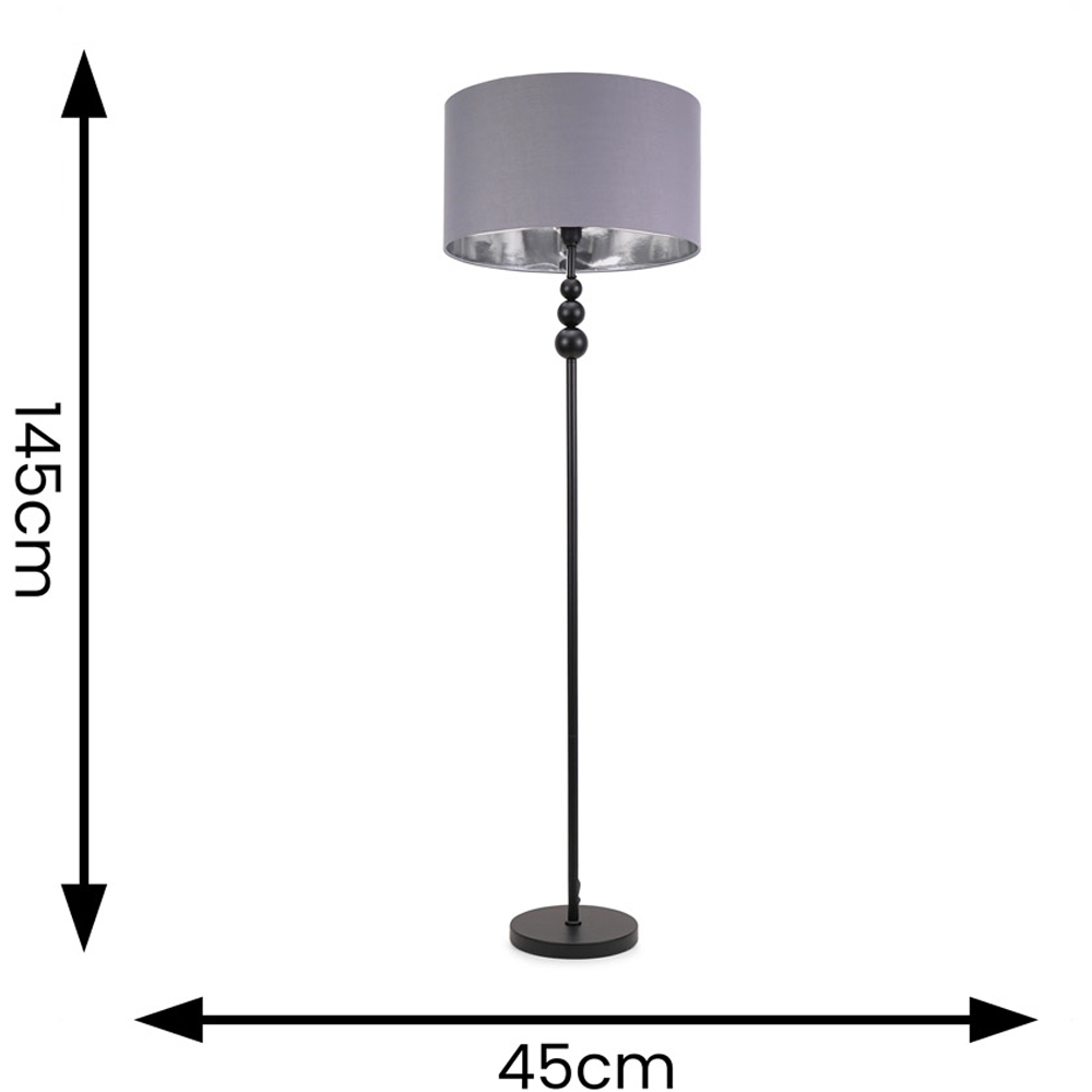 ValueLights Marissa Grey and Chrome Shade Black Ball LED Floor Lamp Image 5