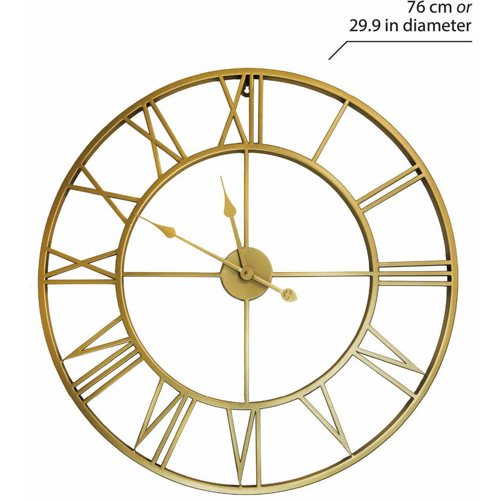 WALPLUS Gold Roman Numbers Wall Clock 76cm Image 8
